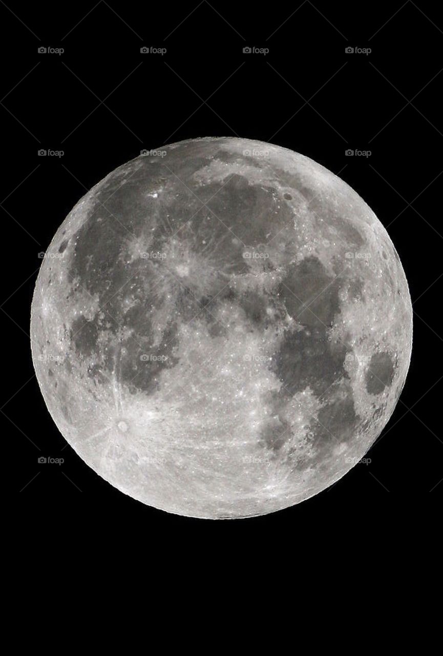  A Black and White Photograph taken of the full moon with full visibility of craters and details in sight.