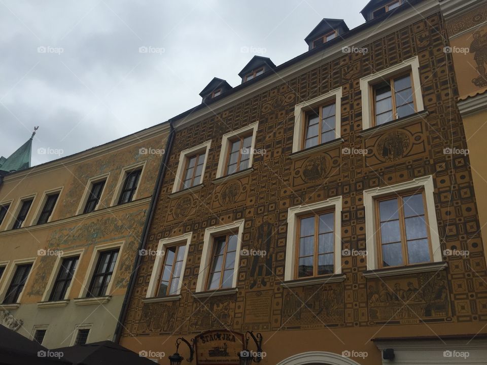 Decor of buildings in Lublin