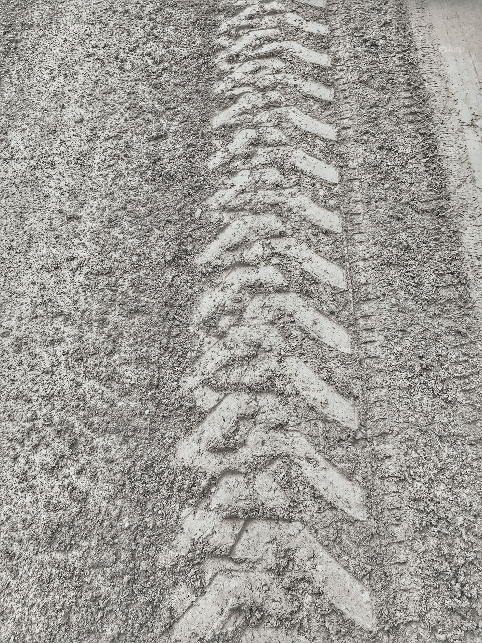 High angle view of tire track