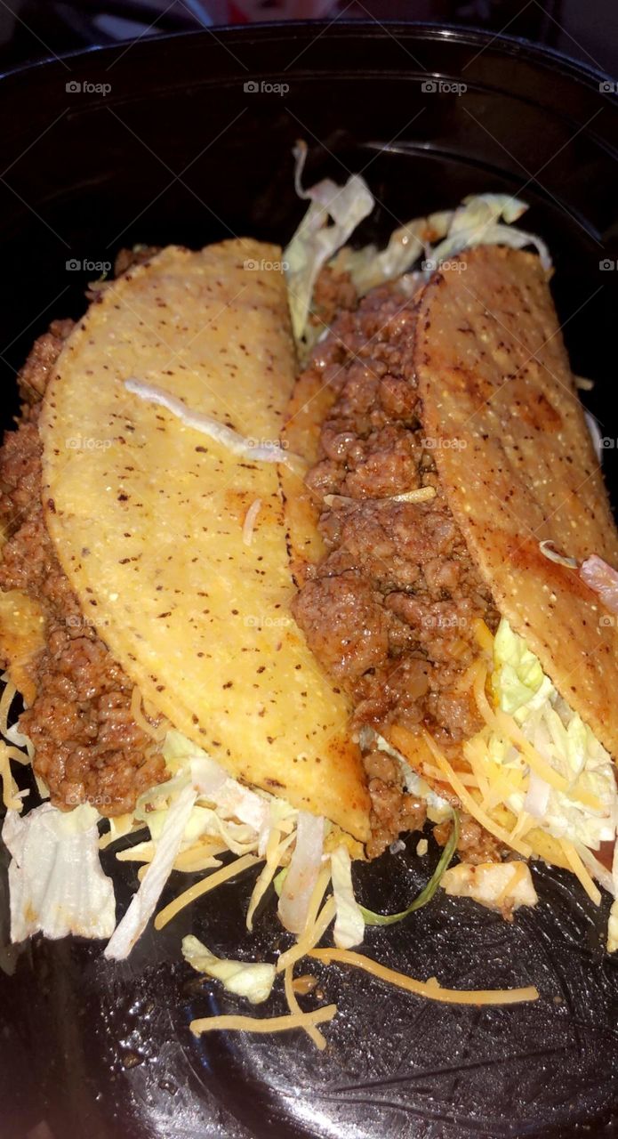 Tacos with the meat on top 