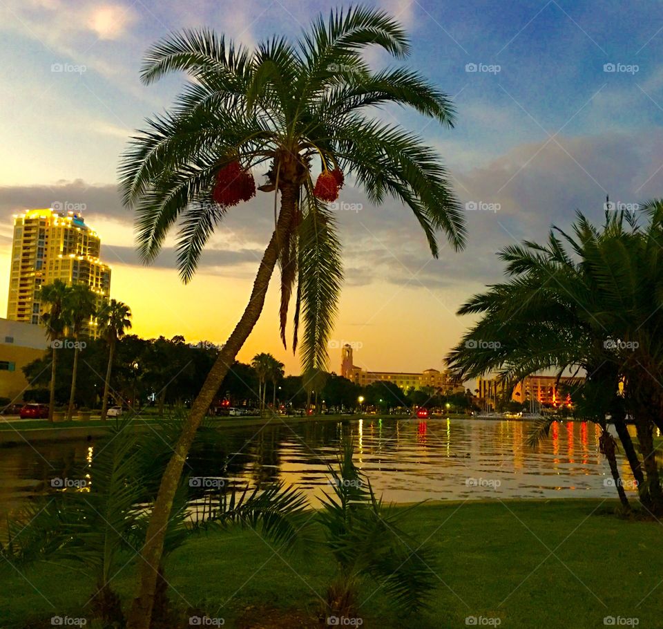 Incredible sunset downtown St. Petersburg