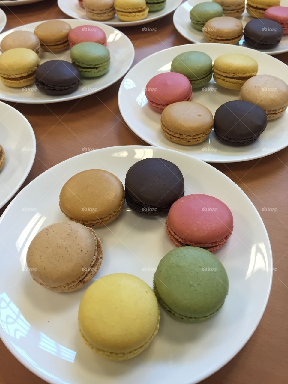Macarones on a plate at a restaurant in Malmö Sweden.