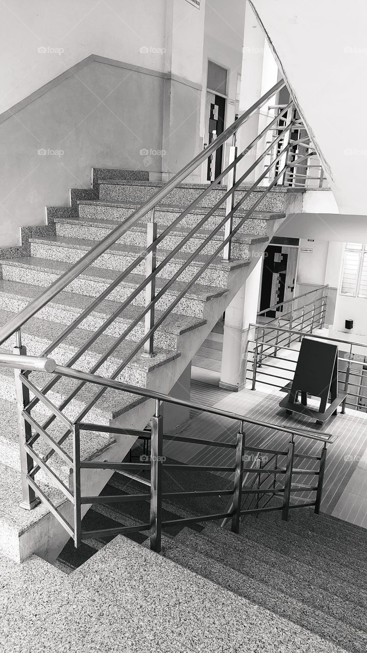 deserted  stairs of a school building longing to have the children back