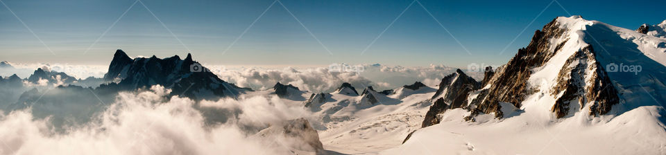 A view of Mont Blanc and the surrounding mountains