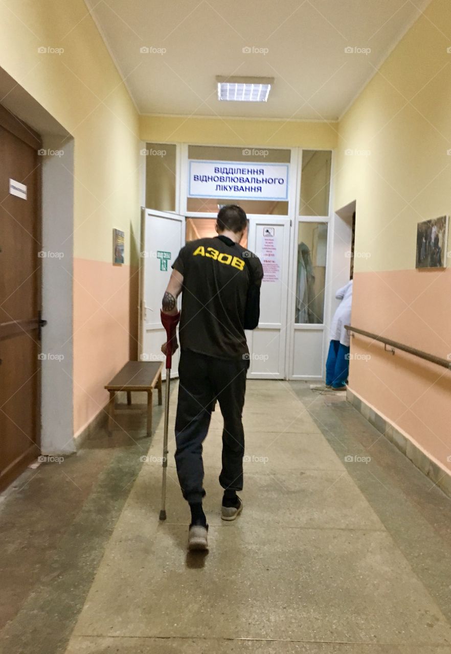 Ukrainian soldier in military hospital 