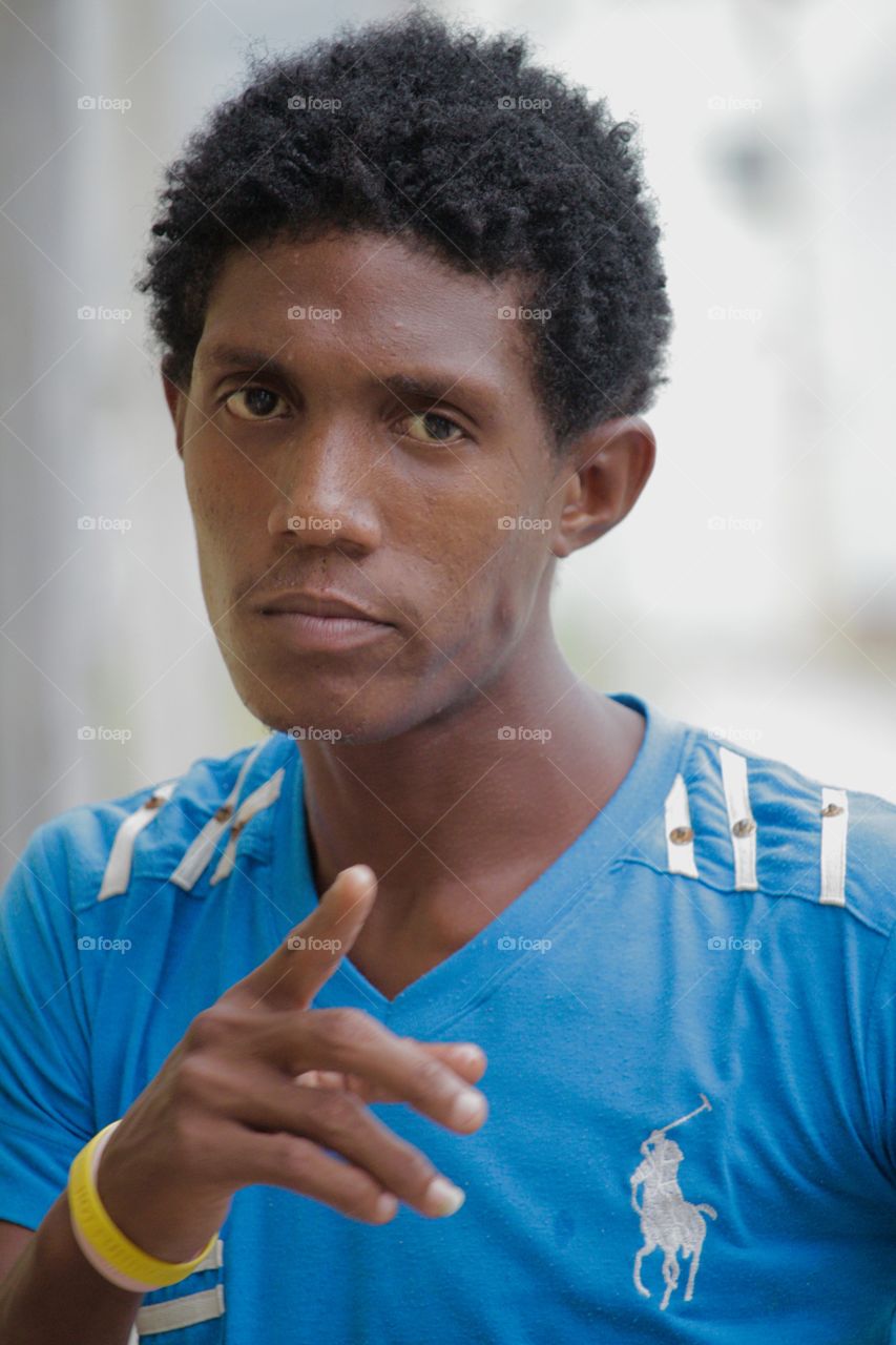People In Cuba.Portrait Of Young Cuban Man.