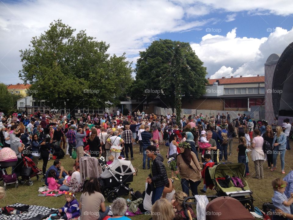 Traditional celebration of midsummer in Sweden Malmö in folketspark.