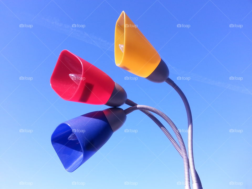 Primary Colors. red, yellow, blue vintage lamp
