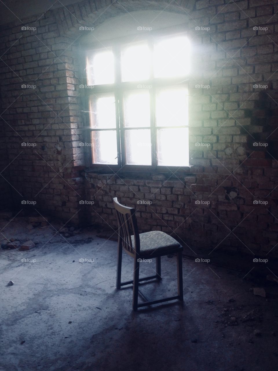 Chair in abandoned house.