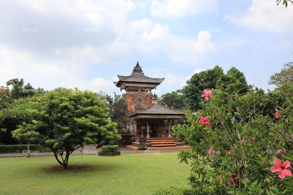 Typical balinese building with the ornaments