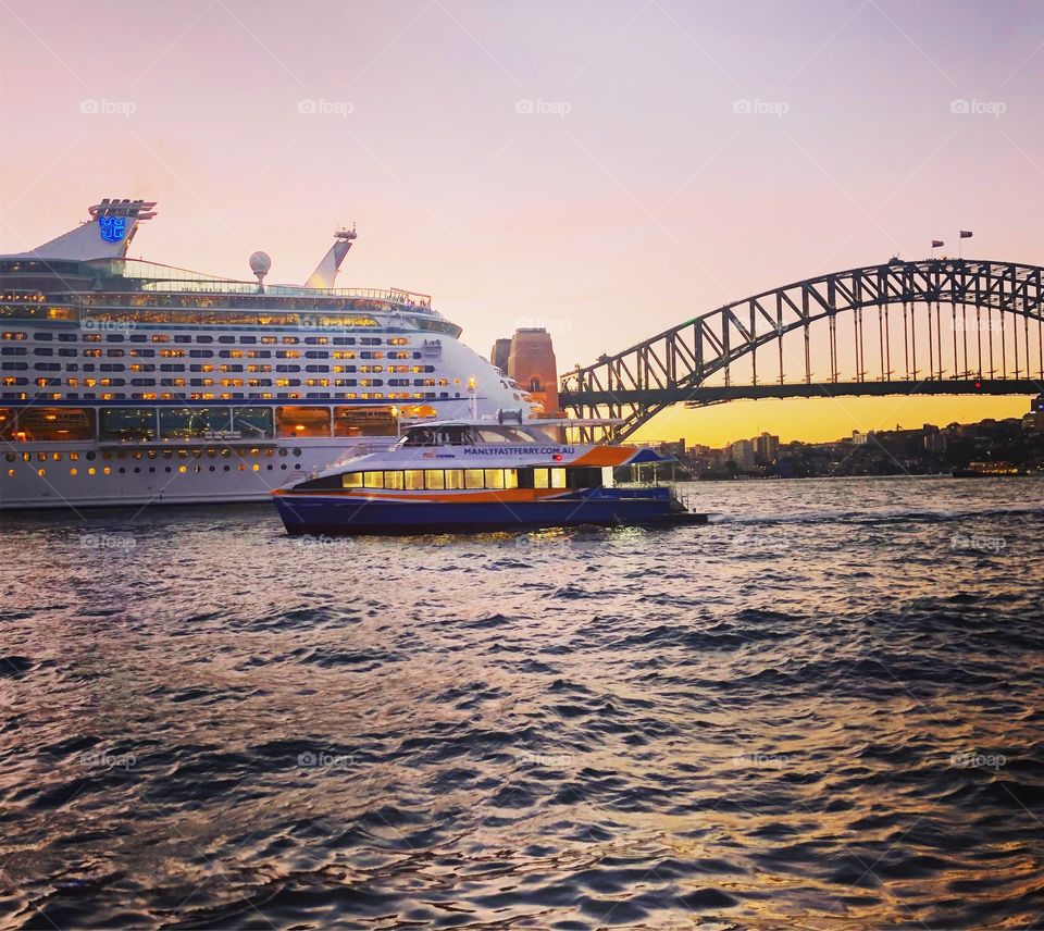 It’s a matter of perspective- Sydney Harbor Bridge, Ocean Liner