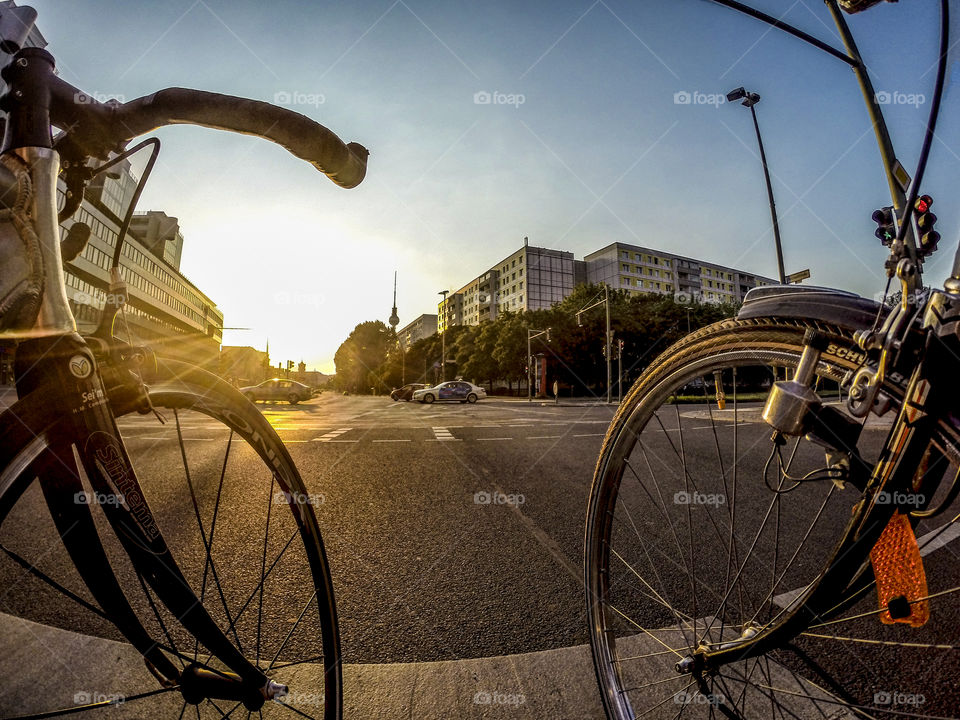 Riding bicycles through Berlin