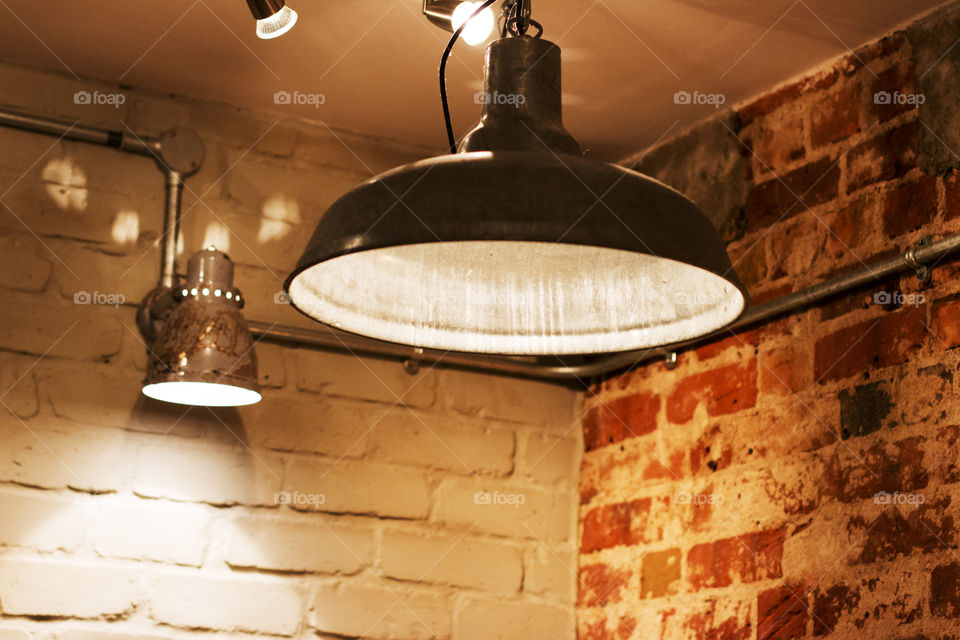 lamp shade and brickwork . lamp shade and brickwork