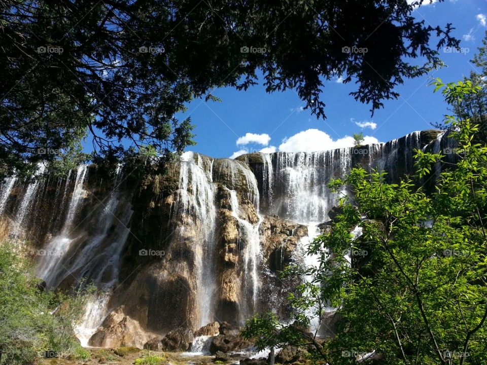Splendid Jiuzhaigou waterfall view 九寨沟 China 