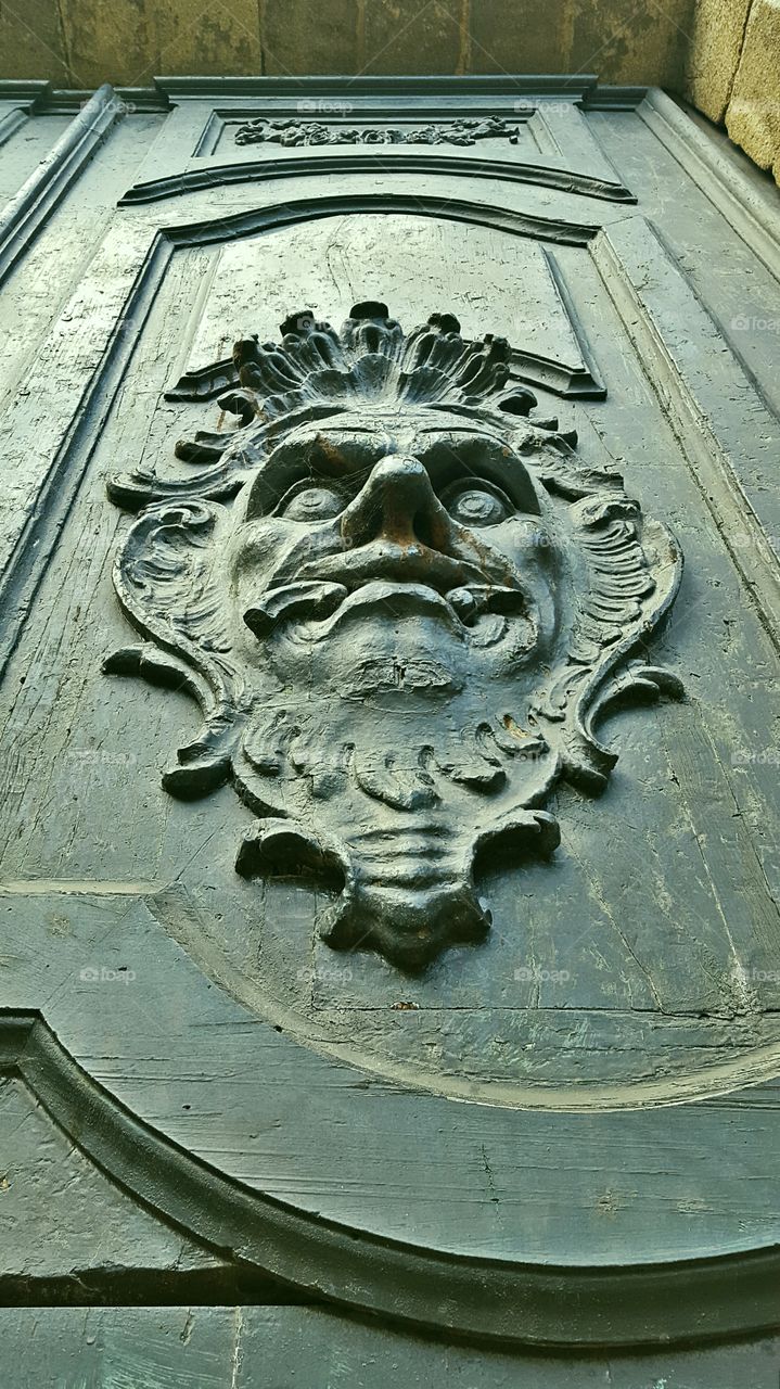 Detail of the door of the Church of San Martín Pinario in Santiago de Compostela.