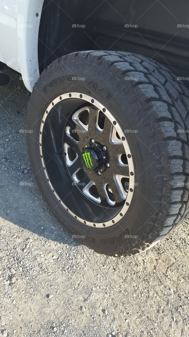 monster tires. monster logo on truck tires