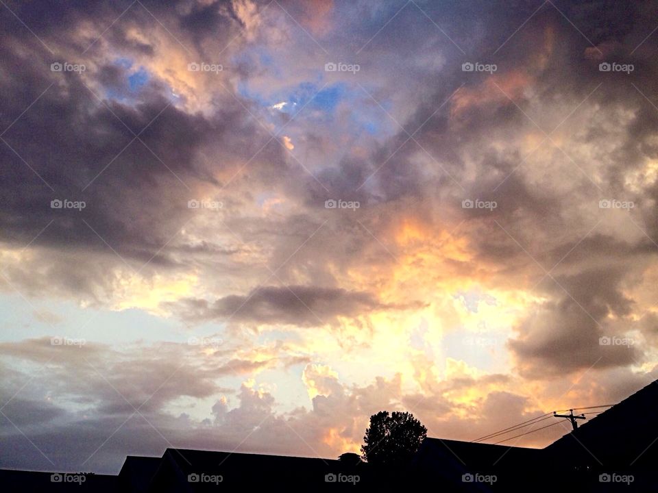 Storm clouds and sunset 