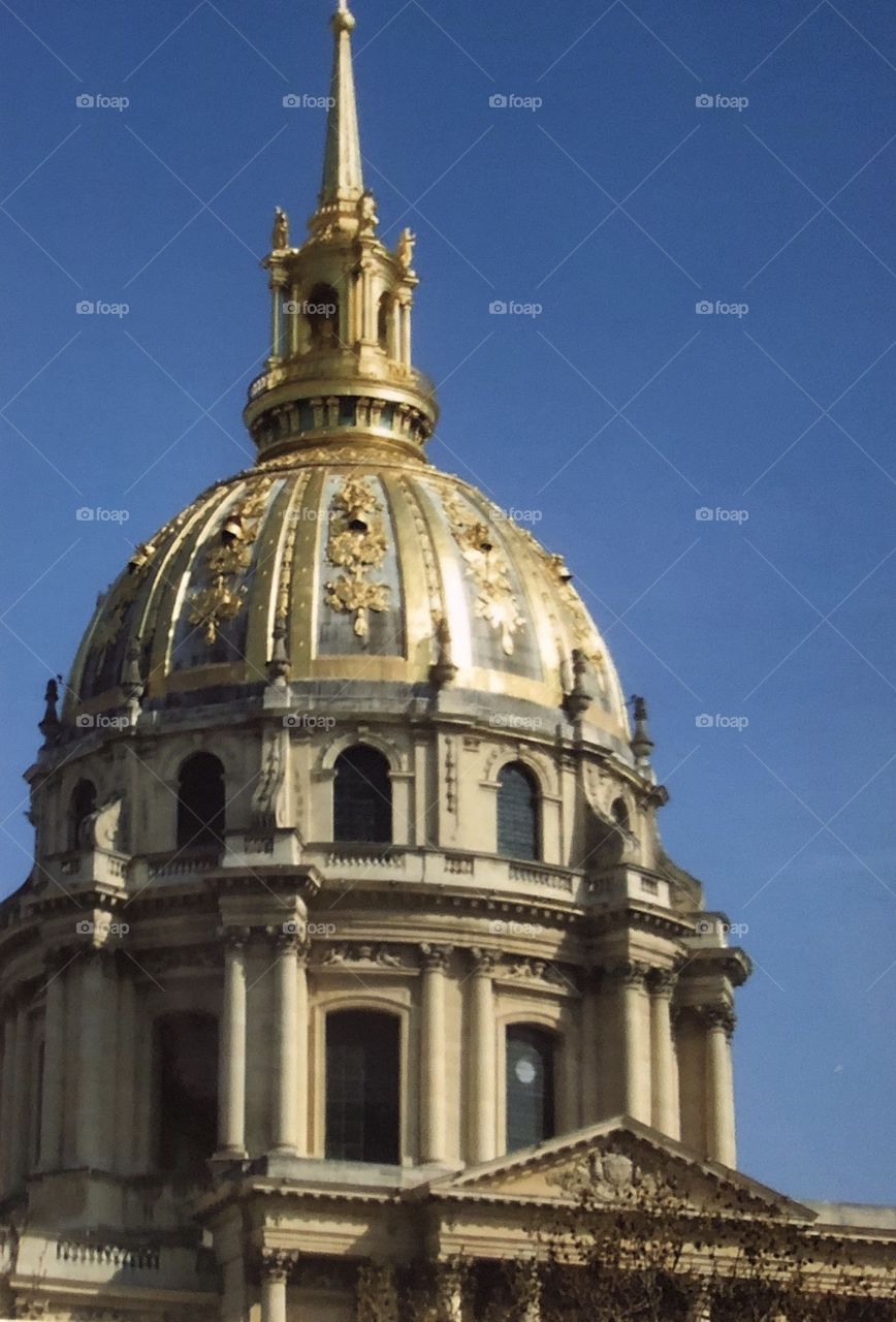Peak of Les Invalides in Paris, France. A gorgeous complex of buildings, housing Museums and Monuments. 