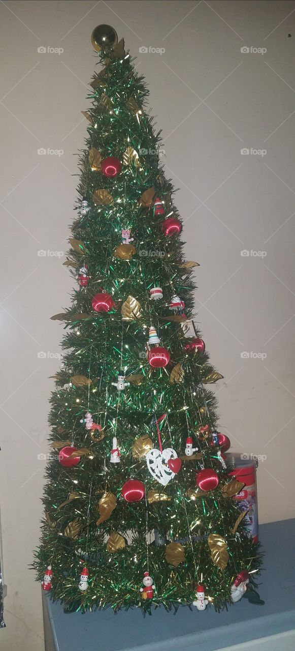 I put some ornaments on the Christmas tree
