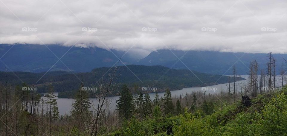 beautiful misty mountain view