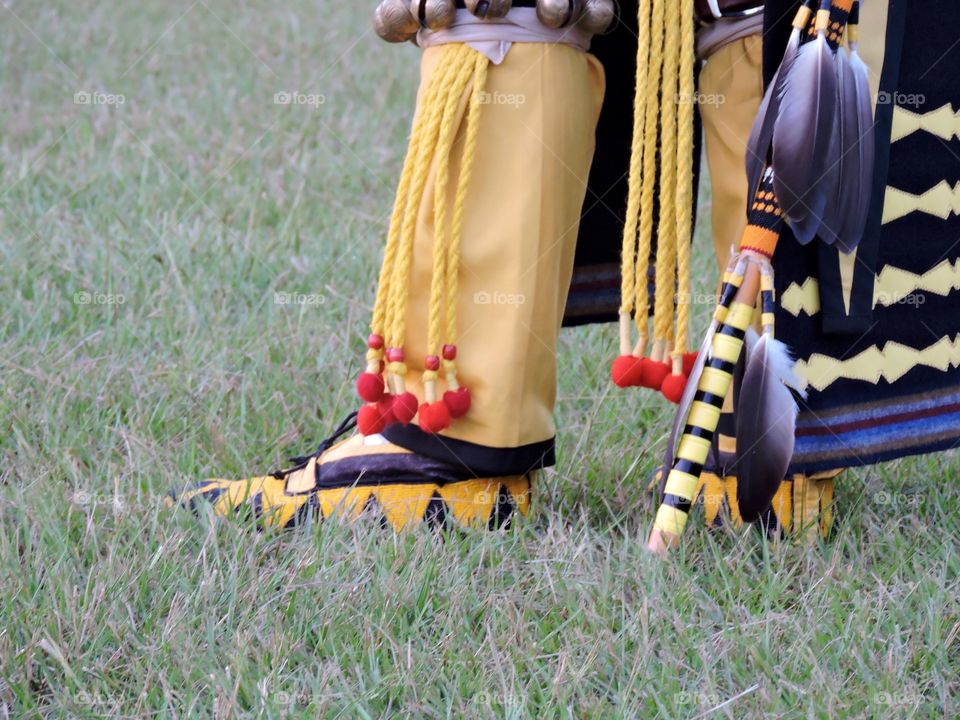 Indians yellow pow wow attire 