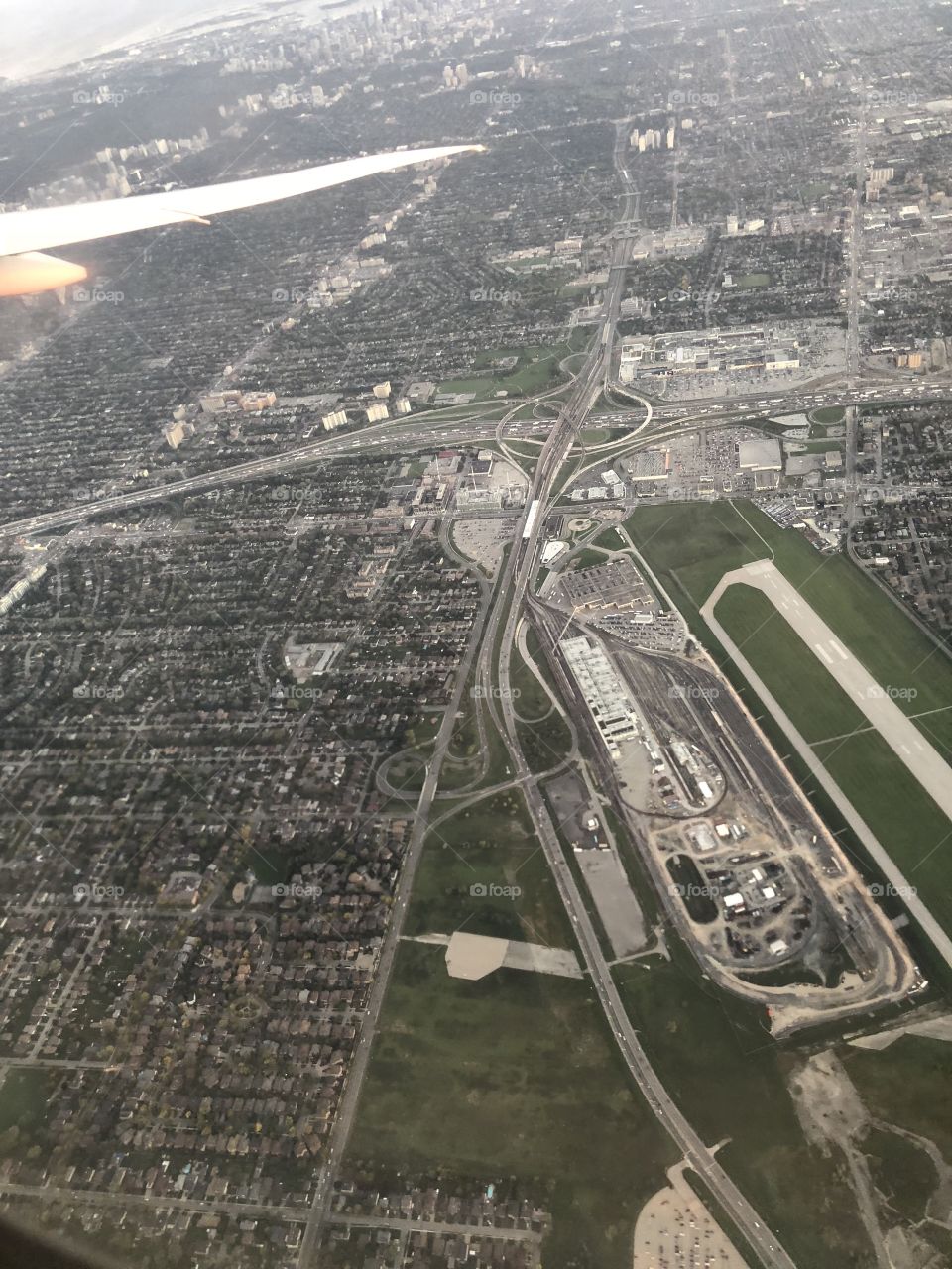 View of Toronto highway system from air. 