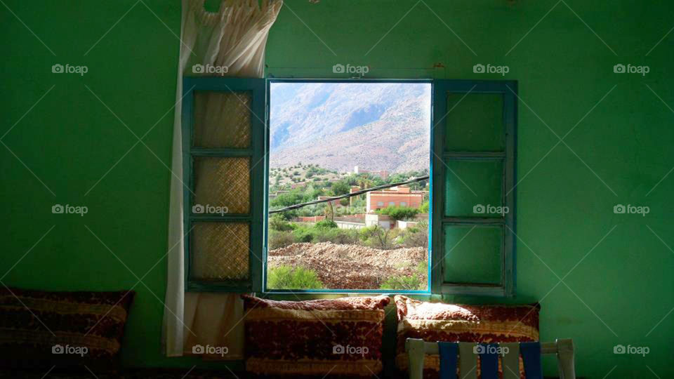 open window and beutiful picture outside