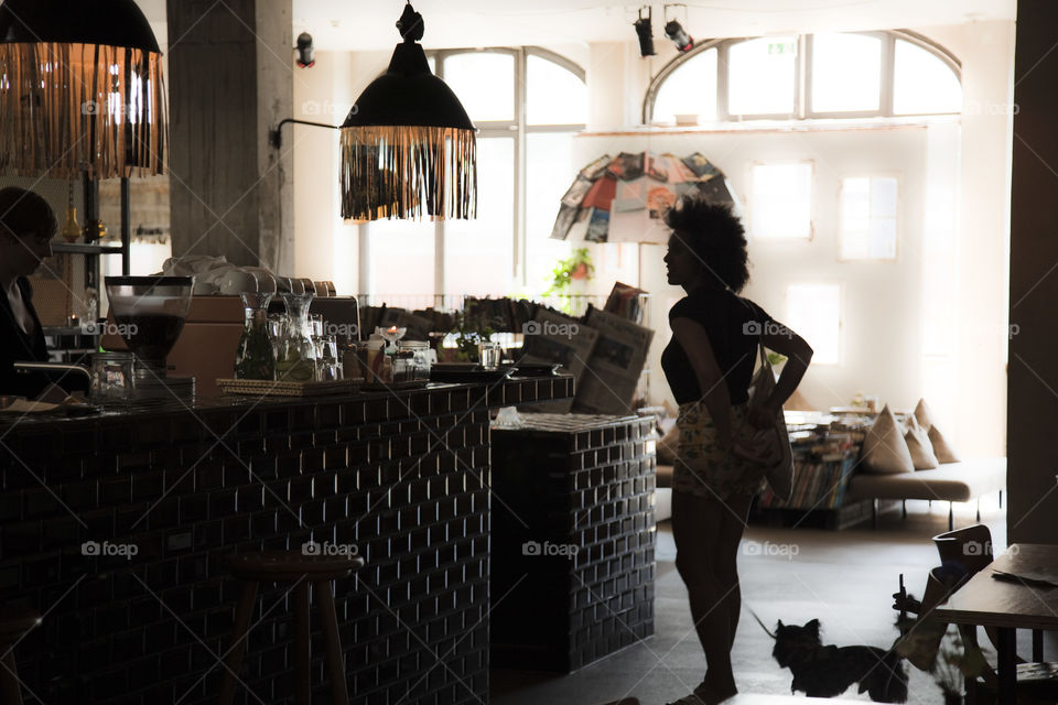 Cool woman in the bar