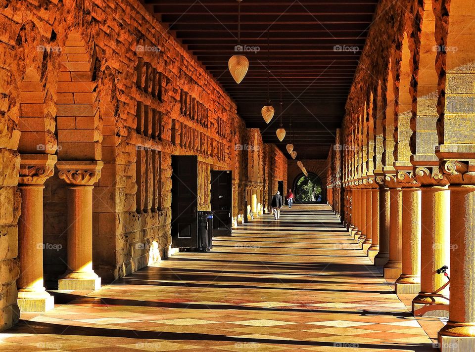 Classical Architecture. Columns And Arches During The Golden Hour
