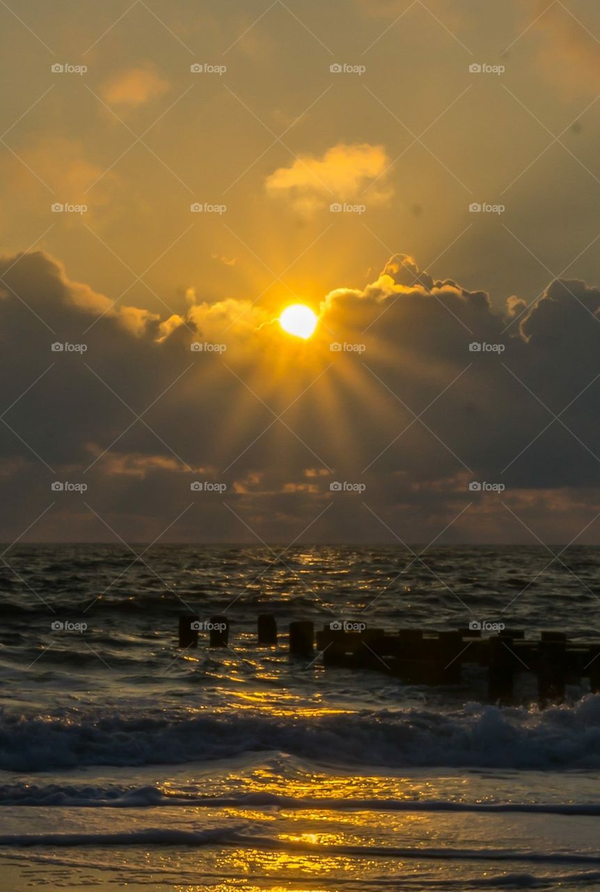 Sunset, Sun, Dawn, Water, Beach