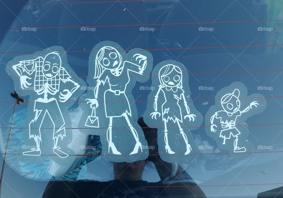 zombie family rear window car sticker