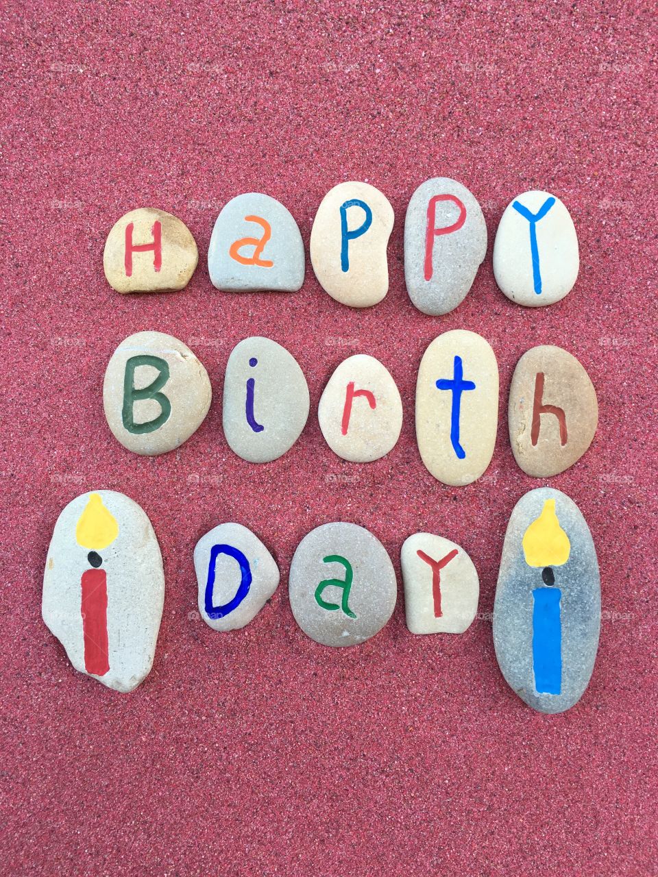 Happy Birthday with stones 