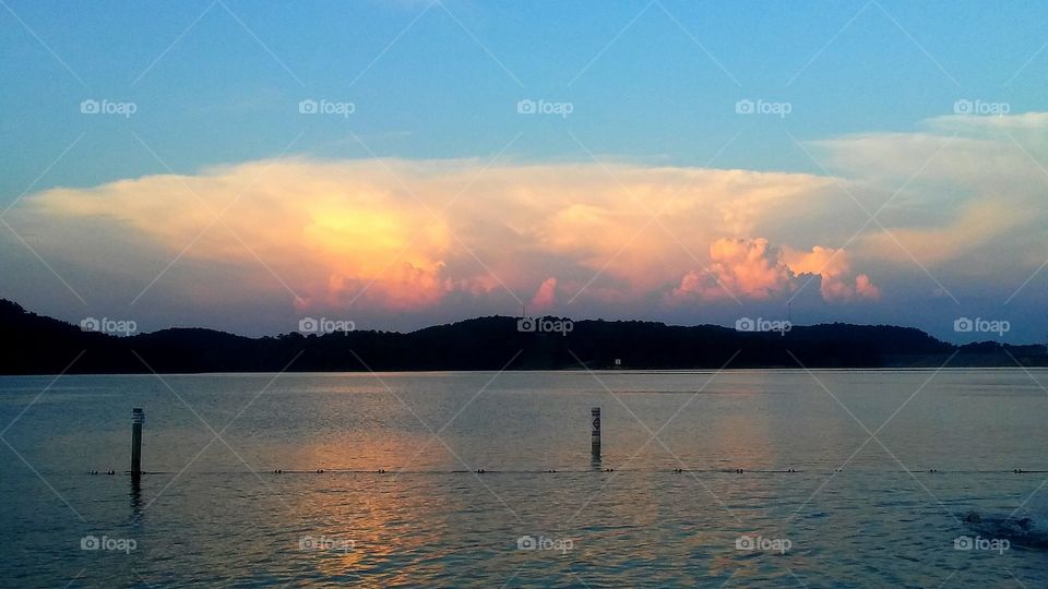 Sunset and Clouds at The Lake