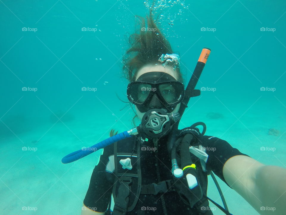 Under water selfie scuba diving 