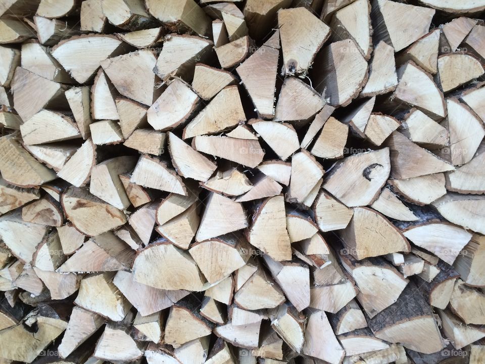 Log pile. Wood store