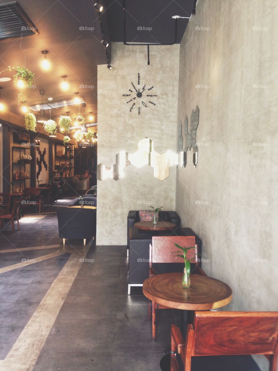 Interior design of a coffee shop