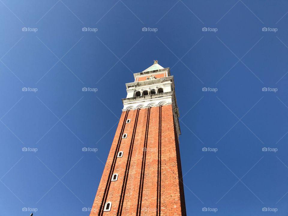 Low angle view of bell tower in venice