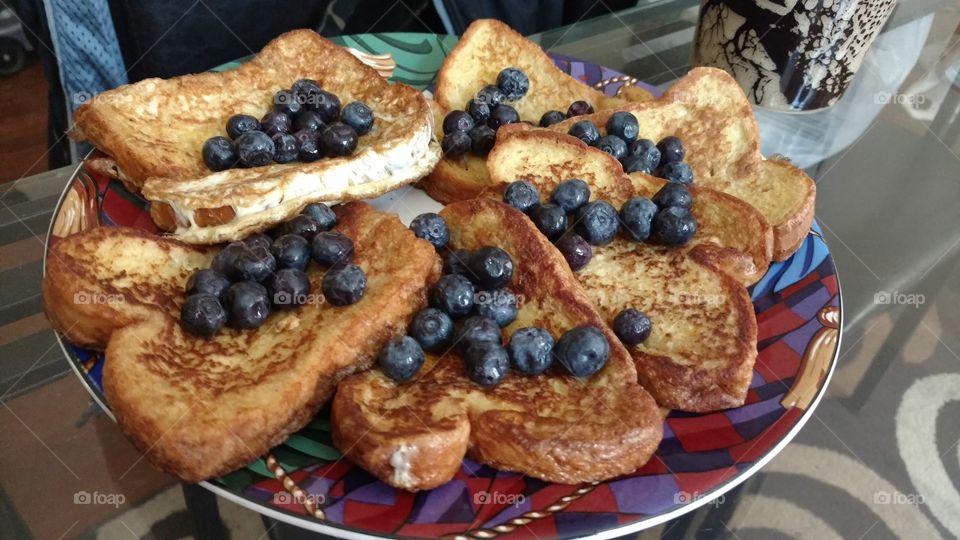 blueberries on french toast for breakfast