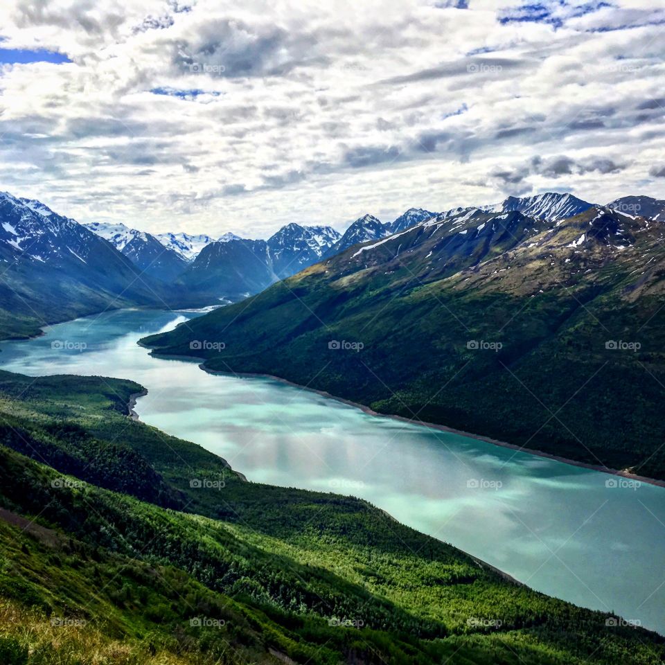 Hiking on a trail near Eklutna Lake, Alaska