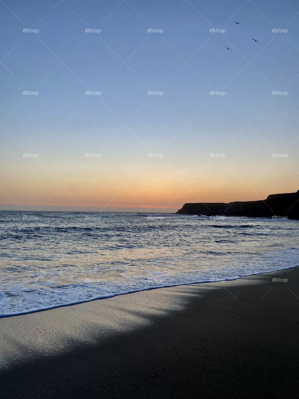 Sunset at Davenport Landing Beach in Davenport California 