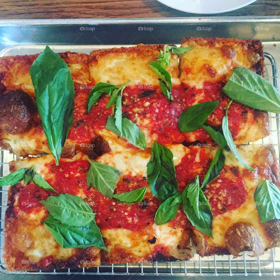 Detroit style pizza