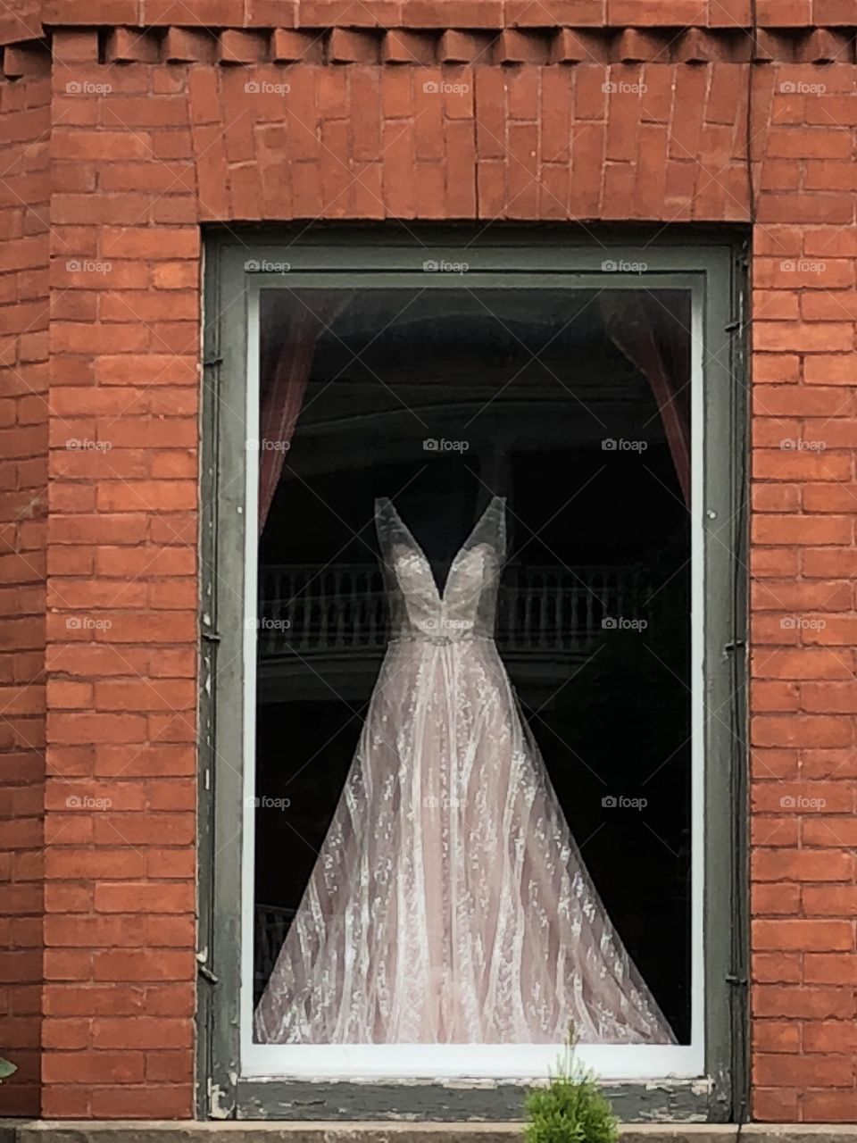 Wedding dress in the window