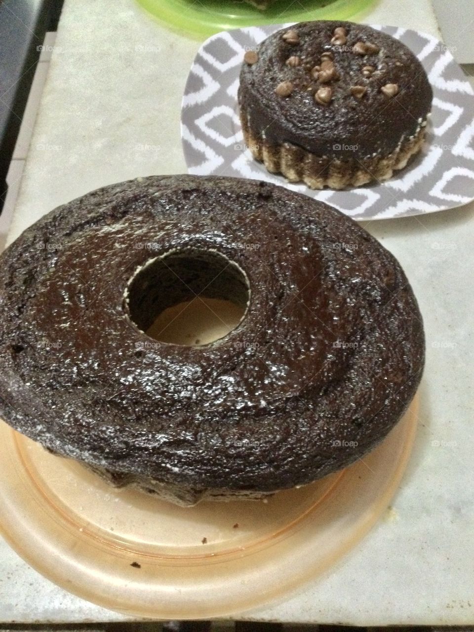 Chocolate big donut cake. 
