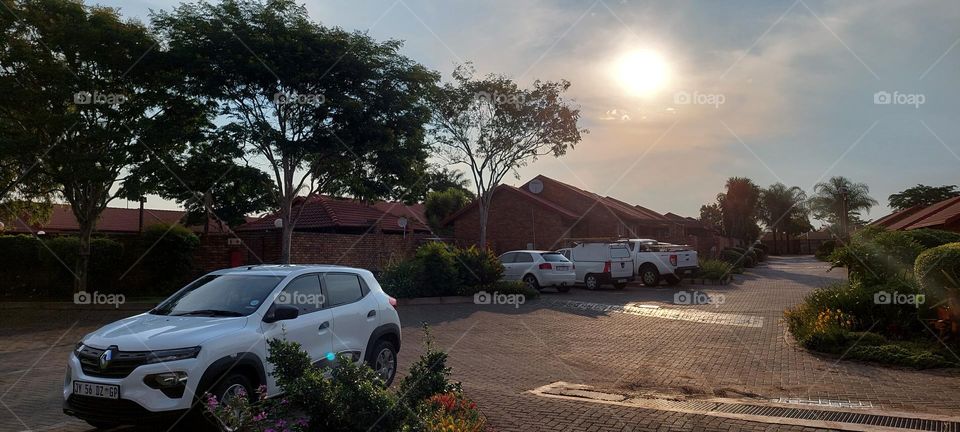 Parking lot at sunset