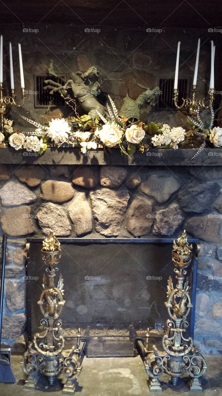 Old stone fireplace