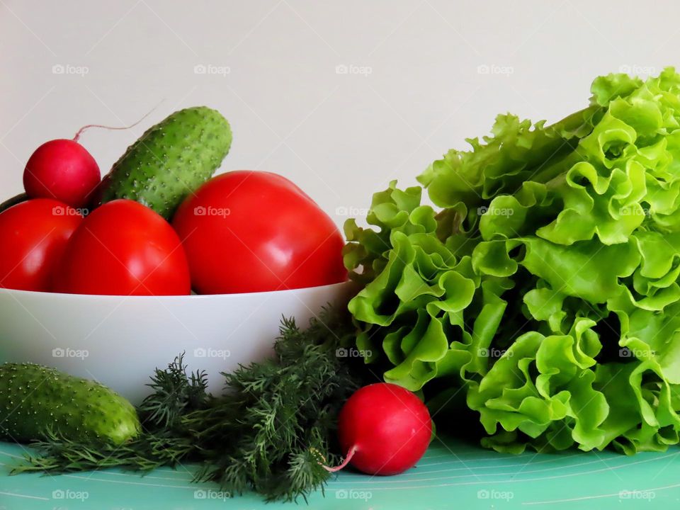 Salad and vegetables