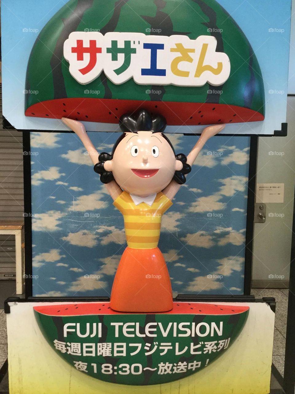 Sazae san character on Fuji tv, Odaiba.