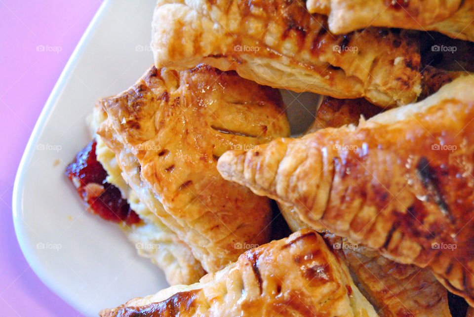 homemade glazed guava cheese strudel  top view