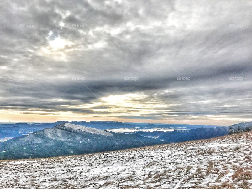 View of mountains in winter