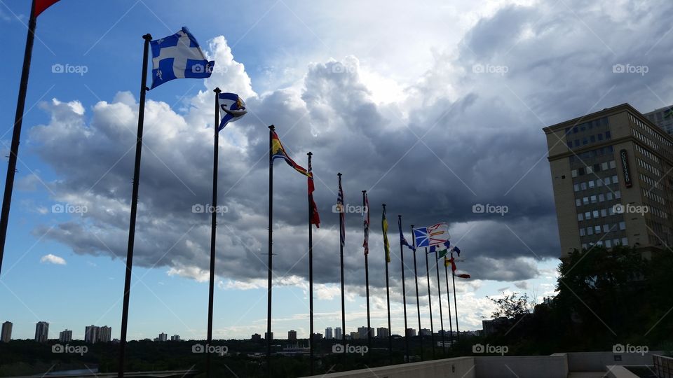 Flags in the Clouds, Edmonton, Alberta, Canada